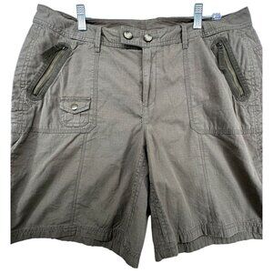 Eddie Bauer Womens Shorts Sz 14 Army Green Cargo Outdoorsy GorpCore Casual Comfy